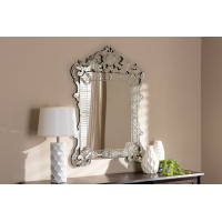 Baxton Studio RXW-6162 Floriana Classic and Traditional Silver Finished Venetian Style Accent Wall Mirror